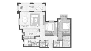 Apartment floor plan, 2 bedrooms in BLOOM LIVING GRANADA No. 11006