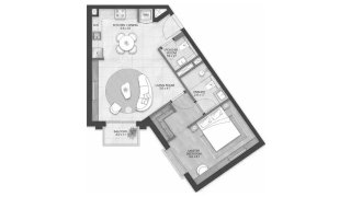 Apartment floor plan, 1 bedroom in BLOOM LIVING GRANADA No. 11029